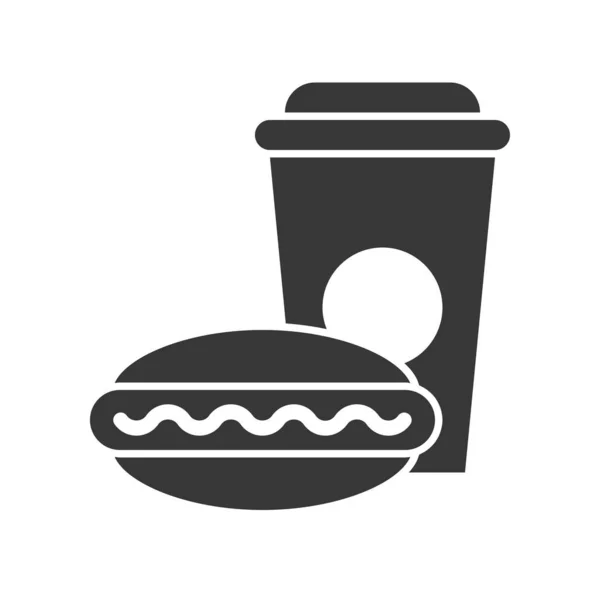 Vector Illustration Coffee Cup Hot Dog Icon Isolated White Background — Stock Vector