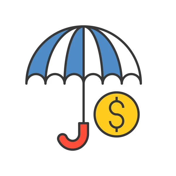 Simple Icon Umbrella Dollar Coin Vector Illustration — Stock Vector