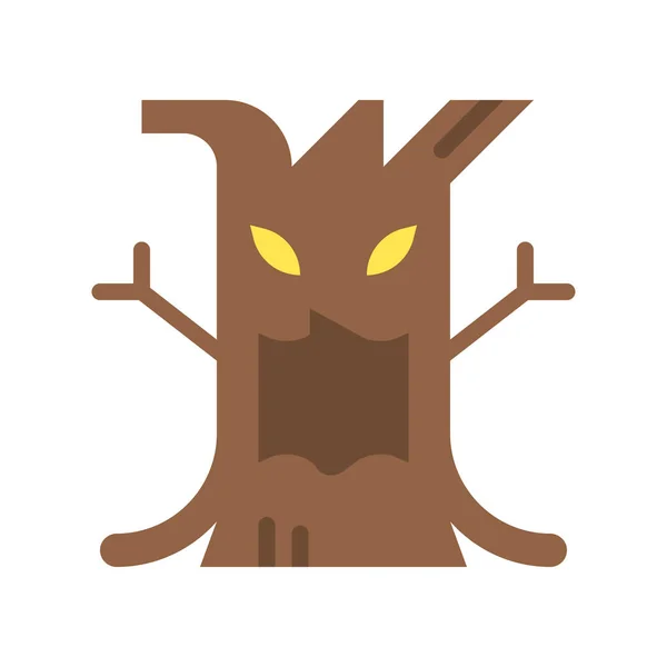 Árvore Assustadora Ícone Design Personagem Halloween Curso Editável — Vetor de Stock