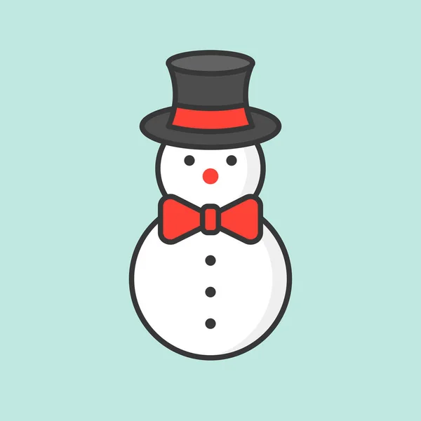 Muñeco Nieve Icono Contorno Lleno Para Tema Navidad — Vector de stock