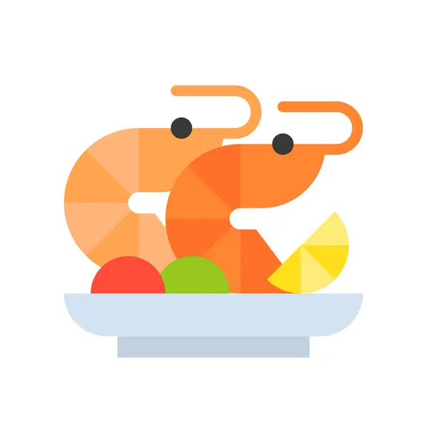 Vektorové Ilustrace Barevné Oběd Krevetami Izolovaných Bílém Pozadí — Stockový vektor