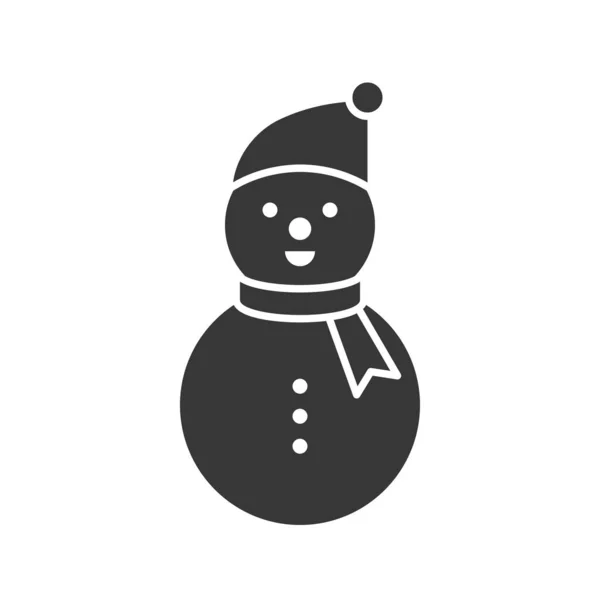 Bonhomme Neige Dans Thème Noël Hiver Style Glyphe — Image vectorielle