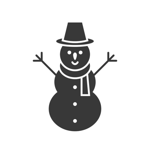 Snowman Christmas Winter Theme Glyph Style — Stock Vector