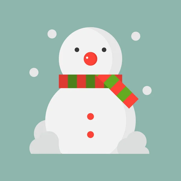 Sneeuwpop Platte Pictogram Kerstthema Instellen — Stockvector