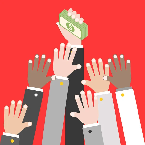 vector illustration of hand drawn business people and money