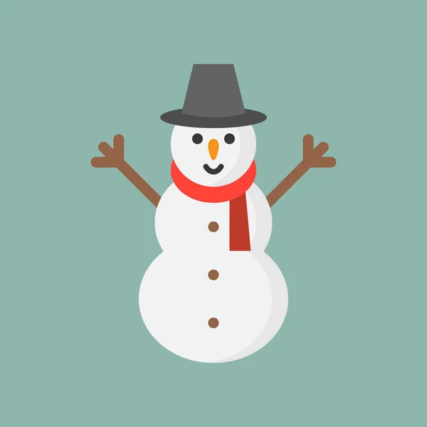 Muñeco Nieve Icono Plano Tema Navidad Conjunto — Vector de stock