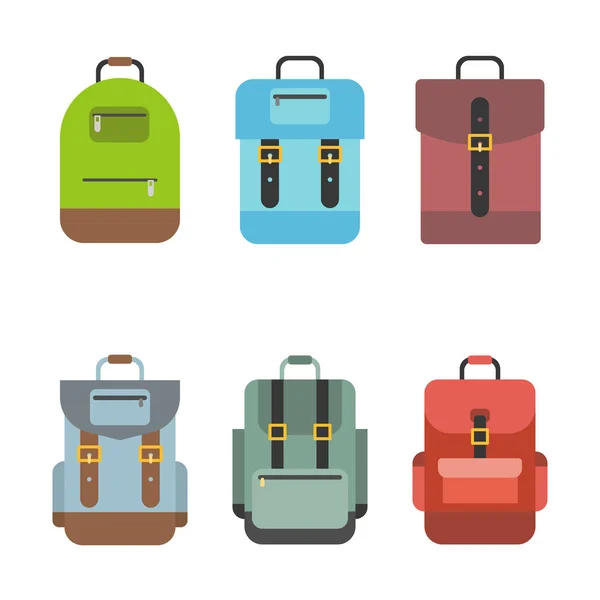 Taschensymbol Sind Rucksack Rucksack Schultasche Flaches Design — Stockvektor