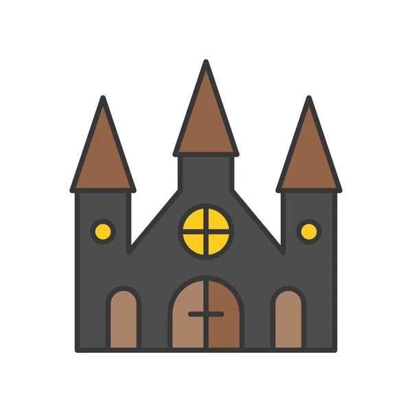 Особняк Привидениями Икона Связанная Хэллоуином — стоковый вектор