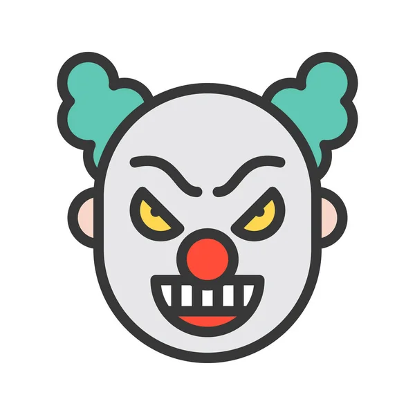 Scary Clown Joker Bloody Face Halloween Icon — Stock Vector