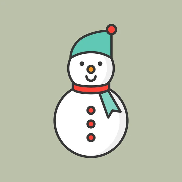 Снеговик Заполните Набросок Значка Тему Рождества — стоковый вектор