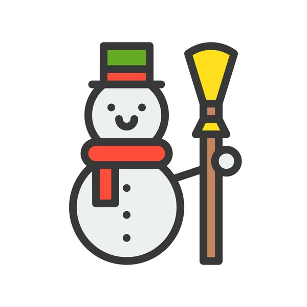 Merry christmas glazen bal collectie sneeuwpop, sneeuwvlokken, kerstboom, huis, platte ontwerp — Stockvector