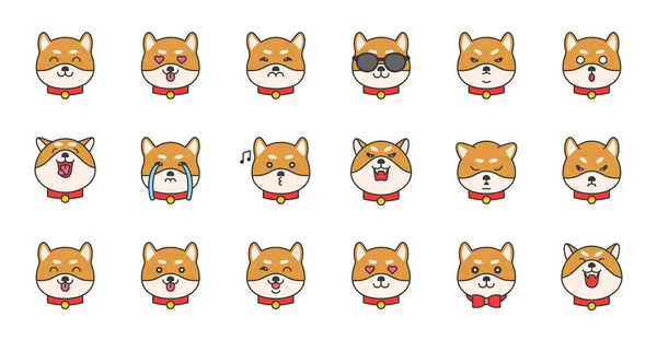 Shiba Inu Emoticon Vectorillustratie — Stockvector