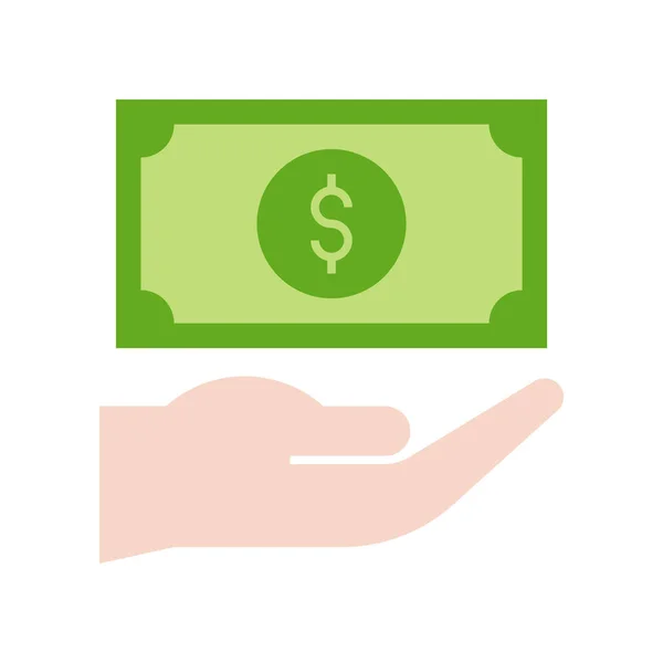 Eenvoudige Pictogram Van Hand Dollar Vectorillustratie — Stockvector