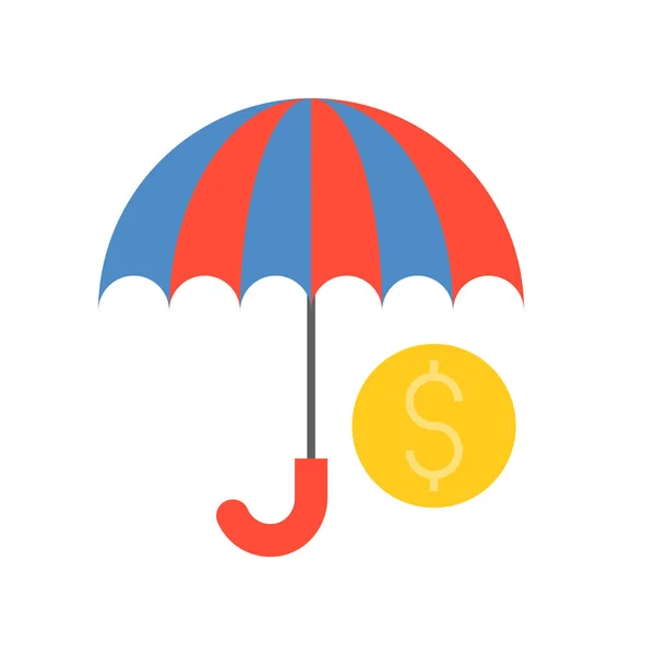 Simple Icon Umbrella Dollar Coin Vector Illustration — Stock Vector