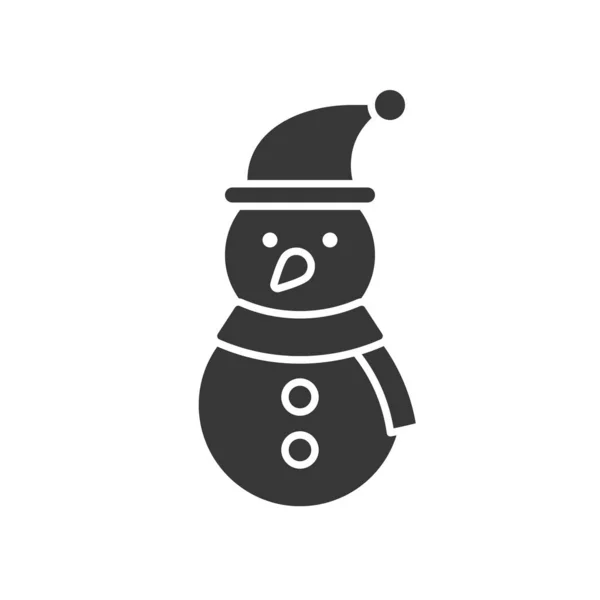 Bonhomme Neige Dans Thème Noël Hiver Style Glyphe — Image vectorielle