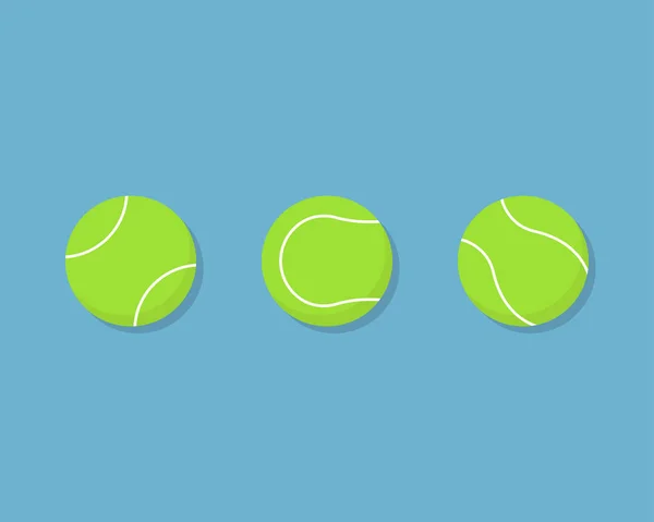 Три Зеленых Теннисных Мяча Синем Фоне — стоковый вектор