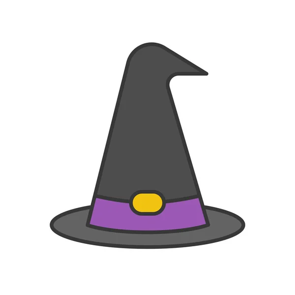 魔女または魔法使い帽子 ハロウィーン関連アイコン — ストックベクタ