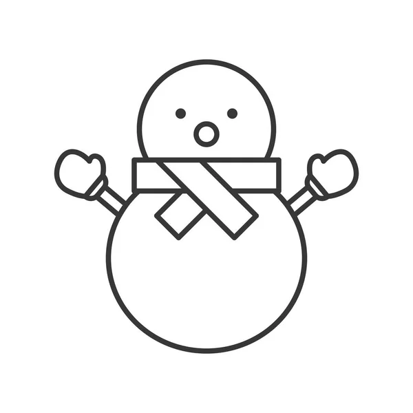 Snowman Outline Icon Winter Christmas Theme — Stock Vector