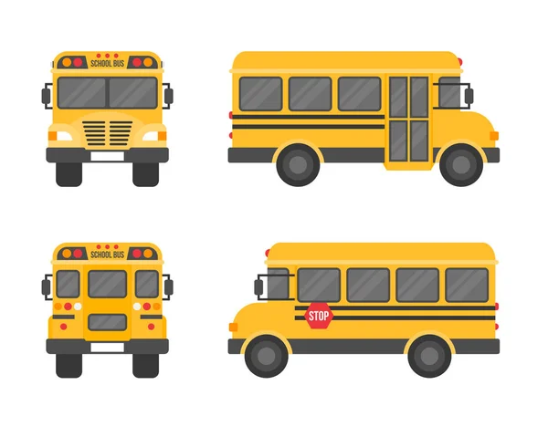Autobuses Escolares Amarillos Aislados Blanco — Vector de stock