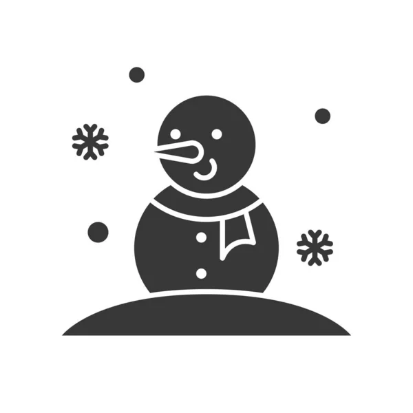 Снеговик Рождественской Зимней Тематике Стиле Глифа — стоковый вектор