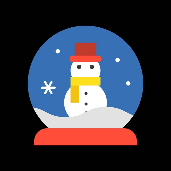 Χαρούμενα Χριστούγεννα γυαλί μπάλα συλλογή, χιονάνθρωπος, νιφάδες χιονιού, χριστουγεννιάτικο δέντρο, σπίτι, επίπεδη σχεδίαση — Διανυσματικό Αρχείο