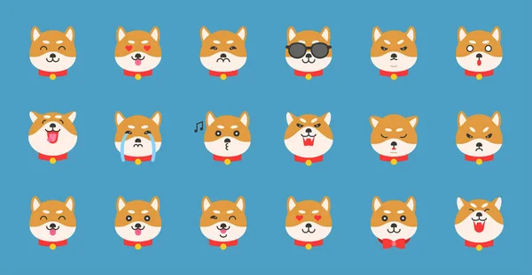 Shiba Inu Emoticon Ilustração Vetorial —  Vetores de Stock