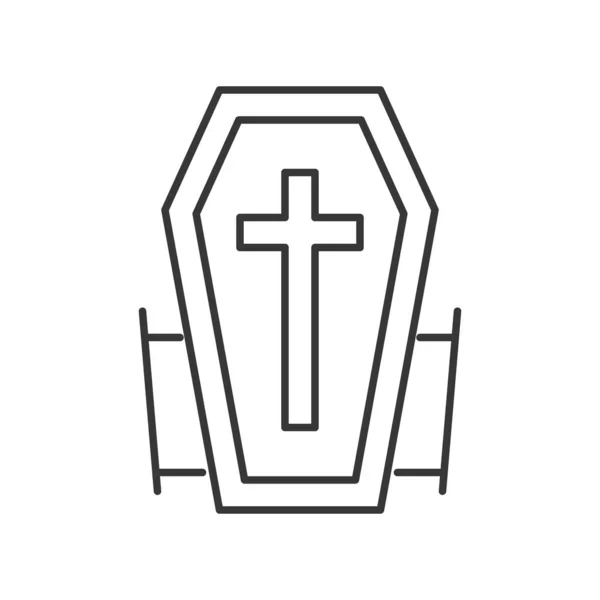 Vampire Coffin Halloween Related Hollow Outline Icon Editable Stroke — Stock Vector