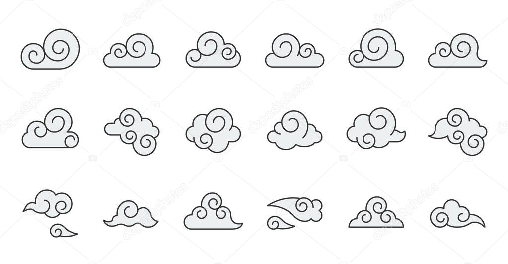 Chinese Cloud icon raw material for use, glyph design