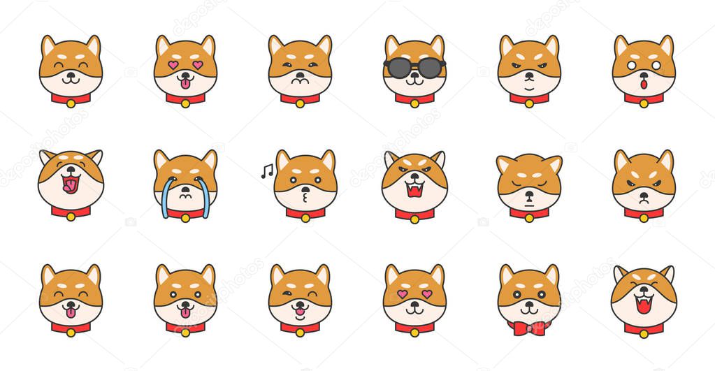 shiba inu emoticon vector illustration 