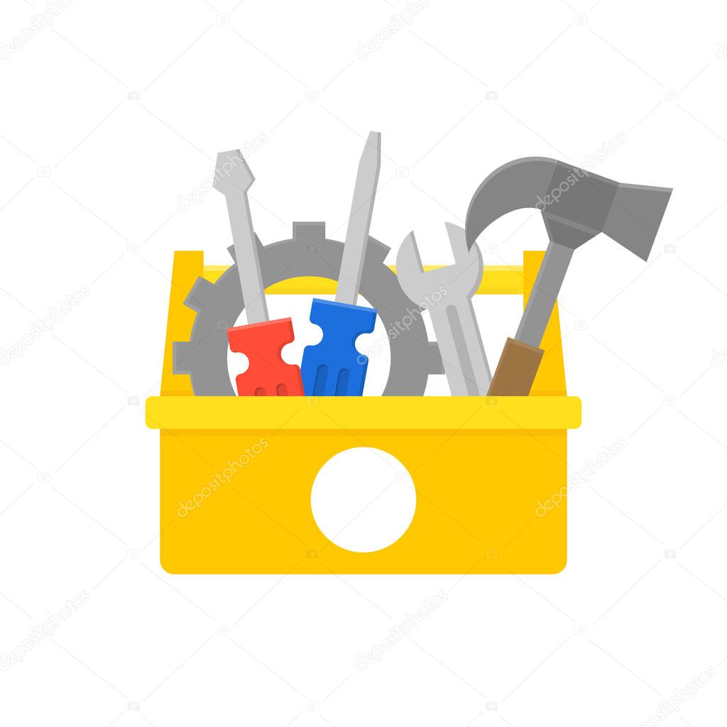 tool box and equipment icon, maintenance and repair service concept, flat design