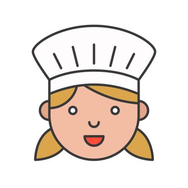 Anahat simgesini, düzenlenebilir kontur sevimli kadın şef kafası dolu