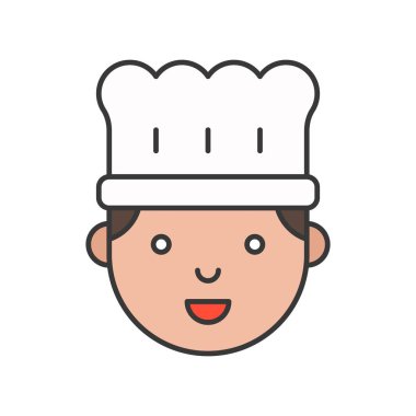 Anahat simgesini, düzenlenebilir kontur şirin erkekler Şef kafası dolu