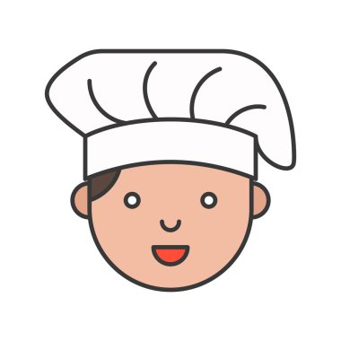 Anahat vektör simgesi, düzenlenebilir kontur şirin şef kafası dolu