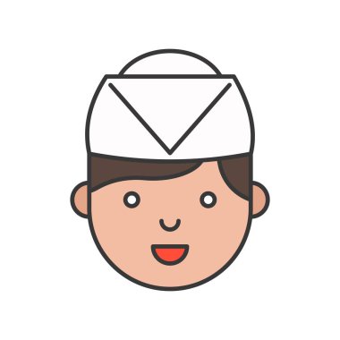 Anahat simgesini, düzenlenebilir kontur şirin erkekler Şef kafası dolu