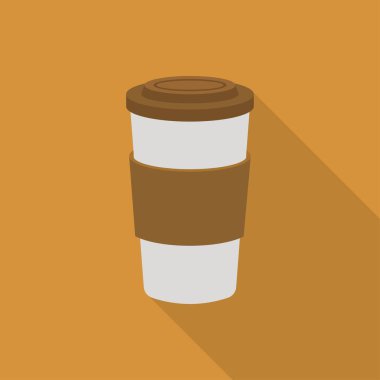 Kahve Kupası vektör çizim, düz tasarım götürün