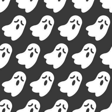 Spooky Halloween hayaletler, Dikişsiz desen tasarım kırpma maskesi ile düz