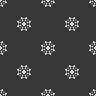 Spooky Halloween örümcek seamless modeli, kırpma maskesi ile düz tasarım webs