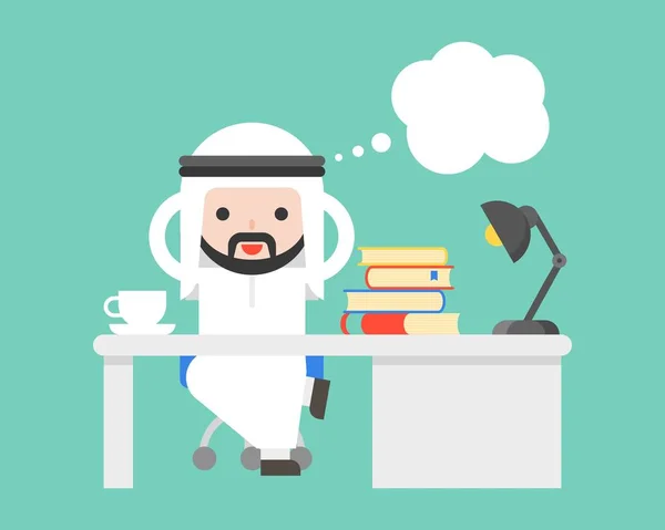 Милий Арабські Саудівської Аравії Бізнесмен Мислення Офіс Порожній Міхур Мовлення — стоковий вектор