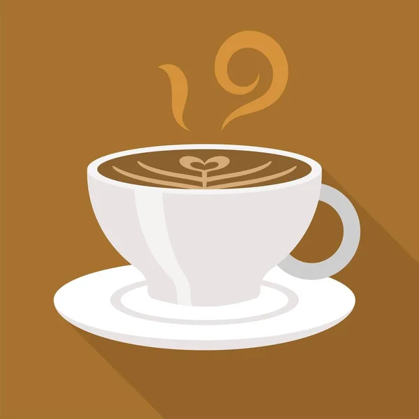 Taza Café Capuchino Arte Latte Diseño Plano — Vector de stock