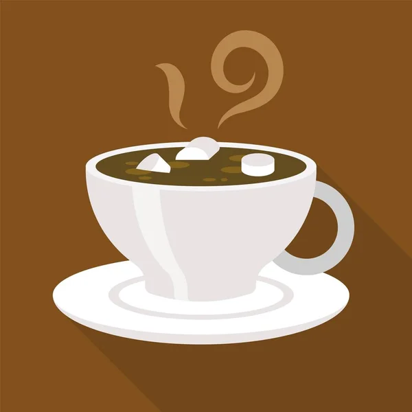 Tazza Caffè Con Illustrazione Vettoriale Marshmallows Design Piatto — Vettoriale Stock