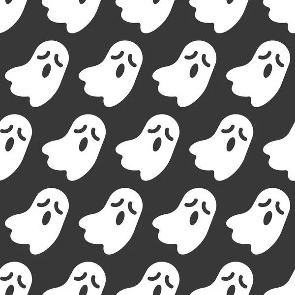 Spooky Halloween Spöken Sömlösa Mönster Platt Design Med Urklippsmask — Stock vektor