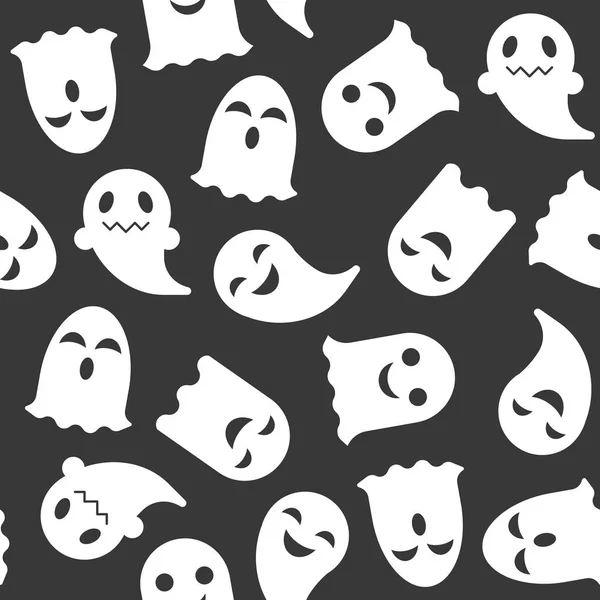 Fantasmas Espeluznantes Halloween Patrón Sin Costuras Diseño Plano Con Máscara — Archivo Imágenes Vectoriales