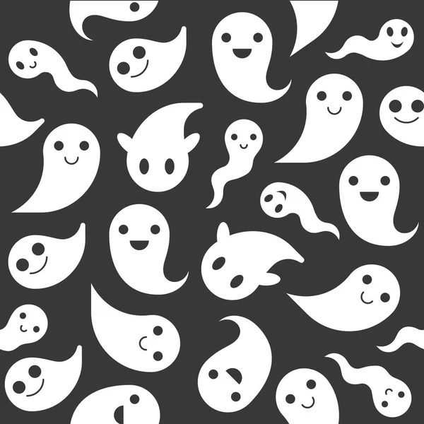 Fantasmas Espeluznantes Halloween Patrón Sin Costuras Diseño Plano Con Máscara — Archivo Imágenes Vectoriales