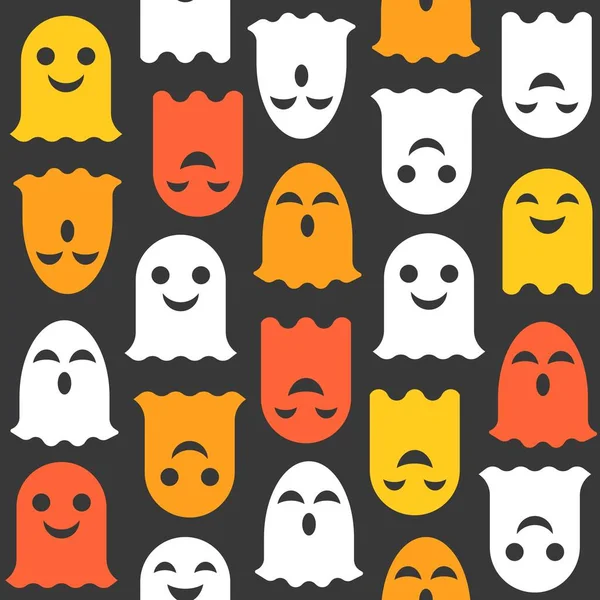 Gruselige Halloween Geister Nahtloses Muster Flaches Design Mit Clipping Maske — Stockvektor