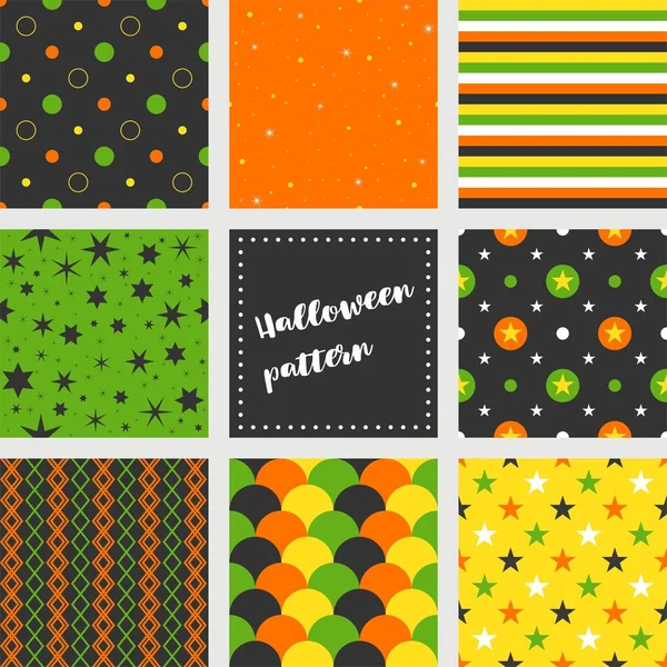 Set Aus Nahtlosem Halloween Muster Flacher Designvektor — Stockvektor