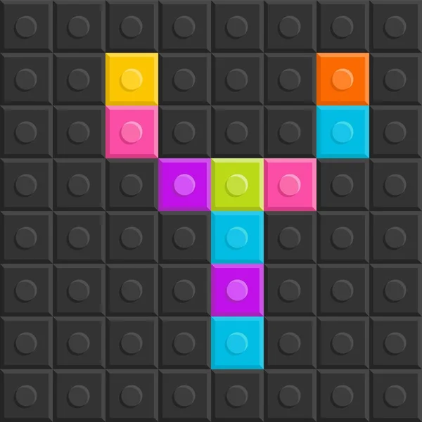stock vector colorful brick block letter Y, black block background, flat design