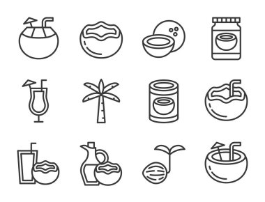 anahat tasarımı, düzenlenebilir kontur şirin Hindistan cevizi Icon set