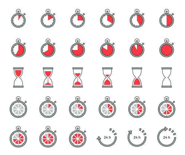 Timer and sand clock icon for use as cooking instruction, outline editable stroke vector