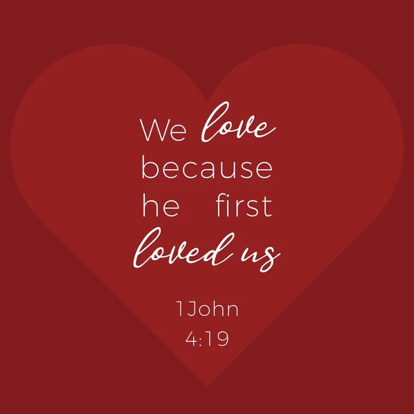 圣经短语从1约翰 我们爱 因为他第一次爱我们 排版印刷或用作海报 T恤衫 — 图库矢量图片