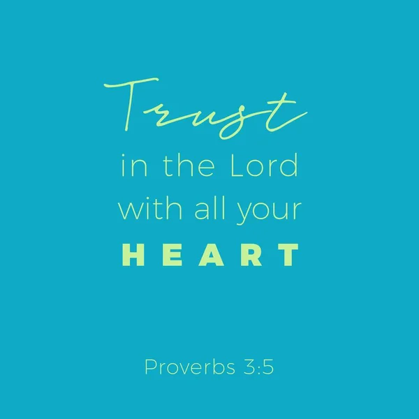 Frase Bíblica Provérbios Confiança Senhor Com Todo Seu Coração Tipografia — Vetor de Stock